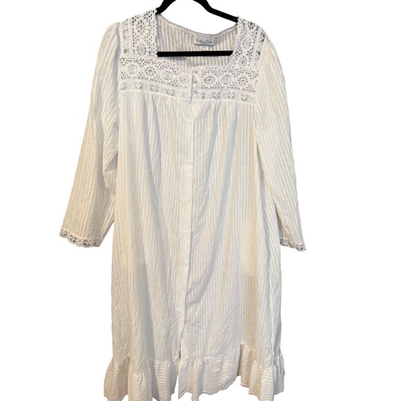 VTG Willow Creek Button-Front Nightgown Robe housecoat Lace Trim M Prairie USA - Picture 1 of 11